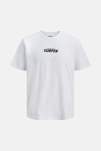 T-shirt blanc JJREBEL, à manches courtes et avec un petit imprimé sur la poitrine.