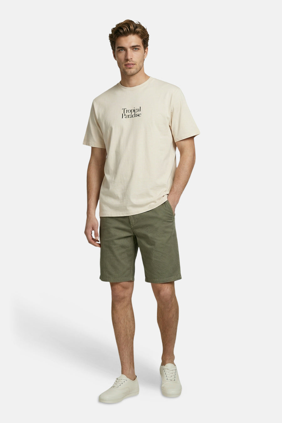 T-shirt (manches courtes) beige - JJREBEL