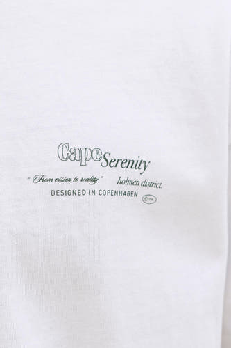 T-shirt blanc de ORIGINALS BY JACK & JONES, avec imprimé texte vert et une texture subtile.