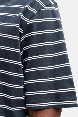 T-shirt bleu à manches courtes d'ORIGINALS BY JACK & JONES, avec un motif rayé.