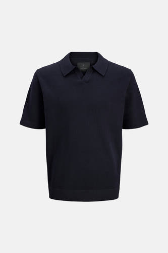 Polo bleu à manches courtes de PREMIUM by JACK & JONES, avec une texture subtile.