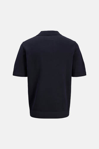 Polo bleu à manches courtes en maille unie de PREMIUM by JACK & JONES.
