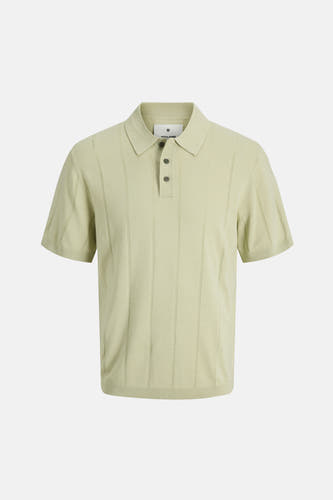 Polo verte à manches courtes de couleur verte de PREMIUM by JACK & JONES, avec coutures verticales.