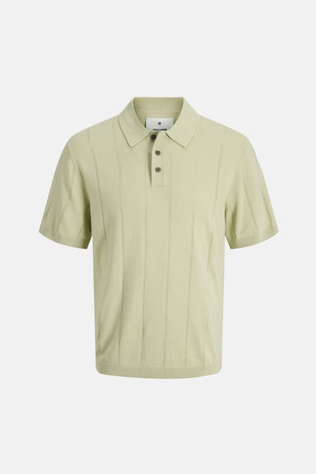 Groene polo met korte mouwen van PREMIUM by JACK & JONES, met verticale stiksels.
