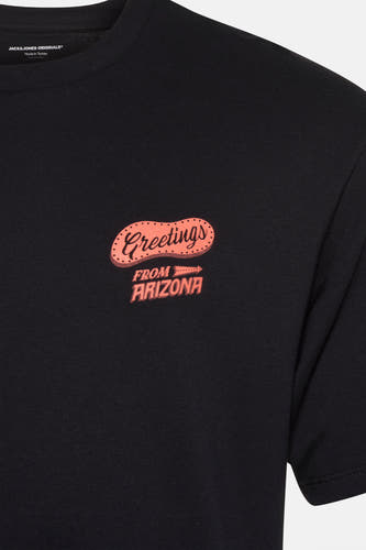 T-shirt noir à manches courtes d'ORIGINALS BY JACK & JONES, avec une impression "Greetings from Arizona".