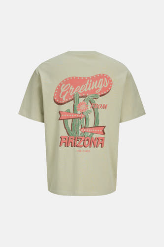 Groen T-shirt met korte mouwen van ORIGINALS BY JACK & JONES, met een grafische print op de rug.
