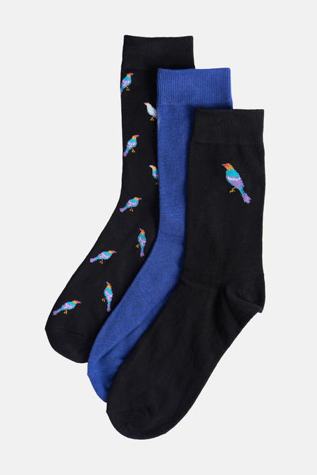 Chaussettes multicolores (multipack) de Jack & Jones, avec un logo brodé en forme de fusée comme élément décoratif.