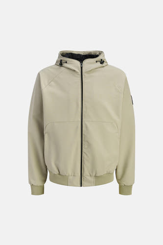 Manteau court beige de CORE BY JACK & JONES, avec un motif à carreaux subtil et une fermeture éclair.
