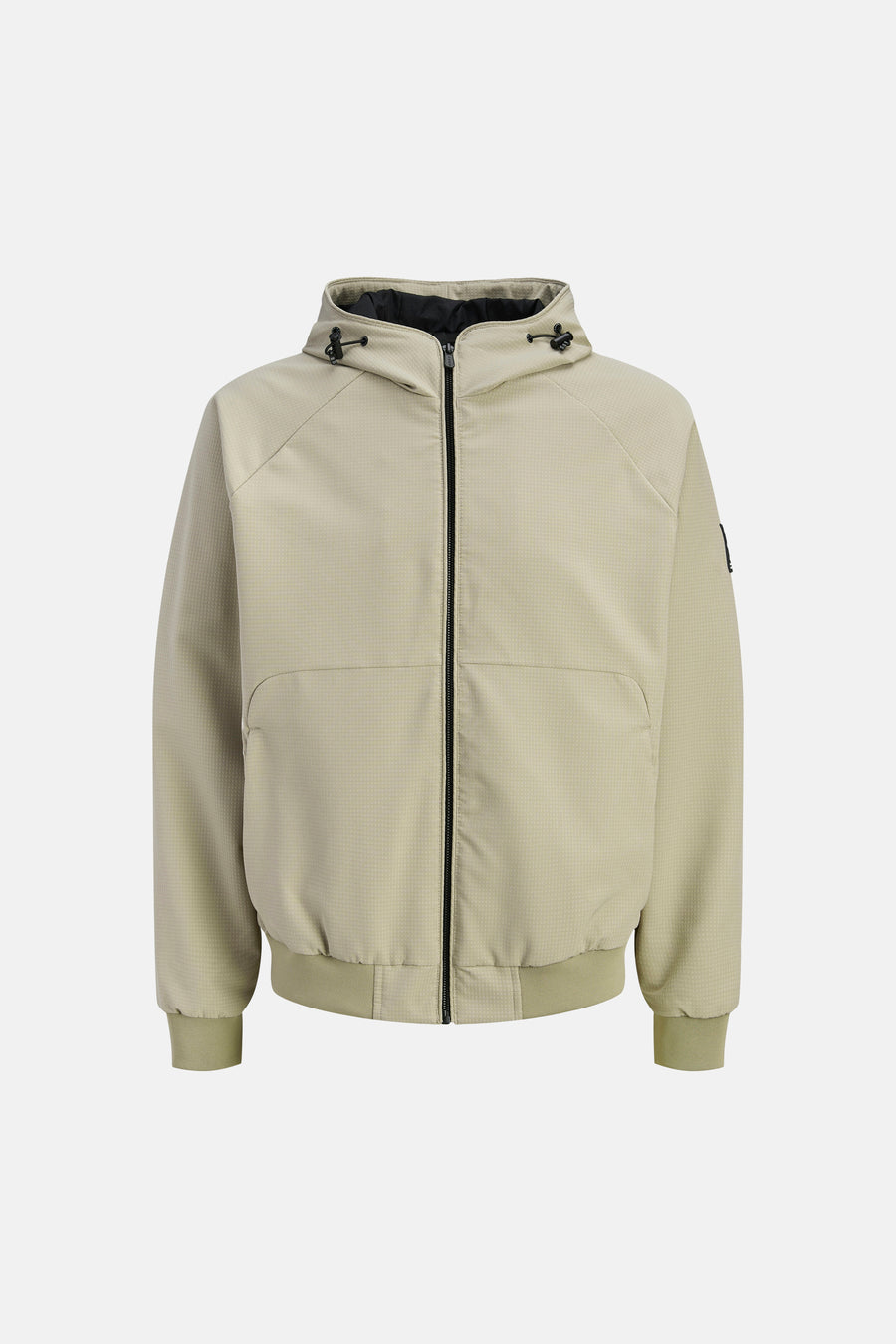 Manteau court beige de CORE BY JACK & JONES, avec un motif à carreaux subtil et une fermeture éclair.