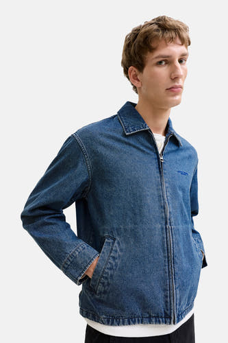 Veste en jean bleu moyen en denim de PREMIUM BLUE by JACK & JONES, avec fermeture éclair et poche latérale.