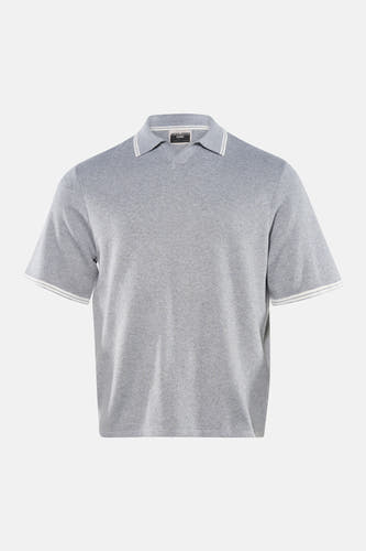 Polo grise à manches courtes de CORE BY JACK & JONES, avec des détails blancs au col et aux manches.