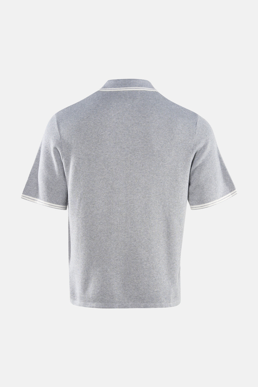 Polo grise à manches courtes de CORE BY JACK & JONES, avec tissu côtelé et accents blancs au col et aux manches, dos.