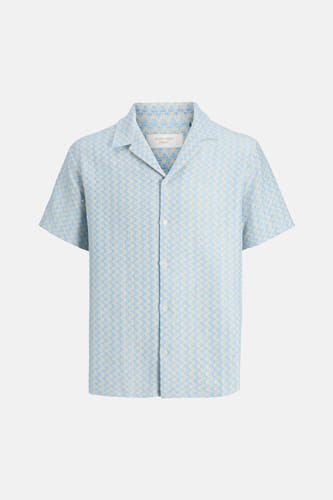 Chemise bleue à manches courtes de ORIGINALS BY JACK & JONES, avec un motif bleu clair et crème.