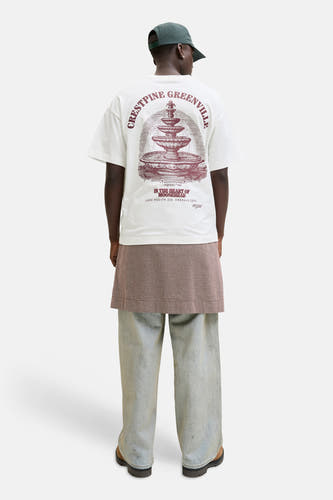 T-shirt blanc de ORIGINALS BY JACK & JONES, avec un imprimé inspiré du vintage d'une fontaine dans le dos.