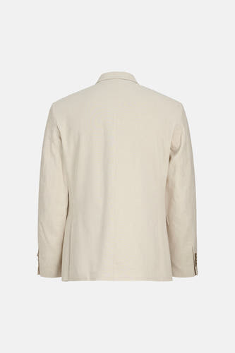 Blazer écru de PREMIUM by JACK & JONES, vue de dos, avec une fine structure tissée et des boutons sur la manche.