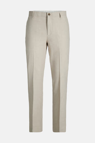 Pantalon de costume écru de PREMIUM by JACK & JONES, avec une couleur unie et des plis marqués.