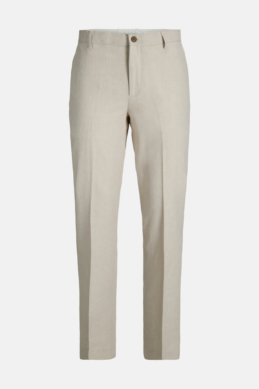 Pantalon de costume écru de PREMIUM by JACK & JONES, avec une couleur unie et des plis marqués.