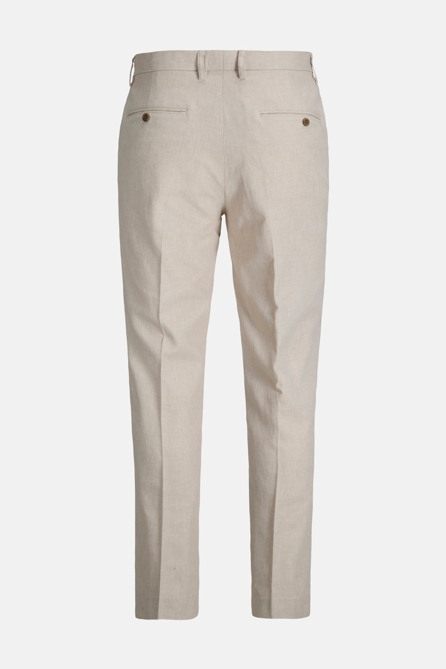 Pantalon de costume écru de PREMIUM by JACK & JONES, avec poches passepoilées à l'arrière et une texture subtile.