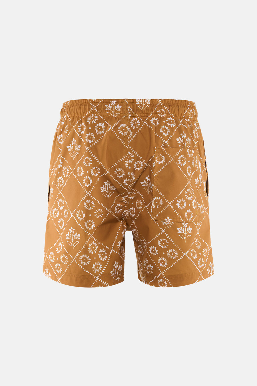 Short de bain jaune de PREMIUM by JACK & JONES avec motif à fleurs et pois blancs, dos.