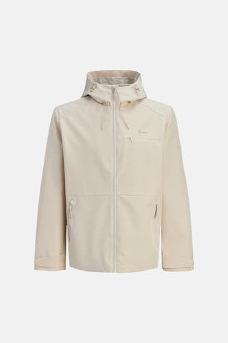 Veste courte écru de PREMIUM by JACK & JONES, avec capuche et fermeture éclair.
