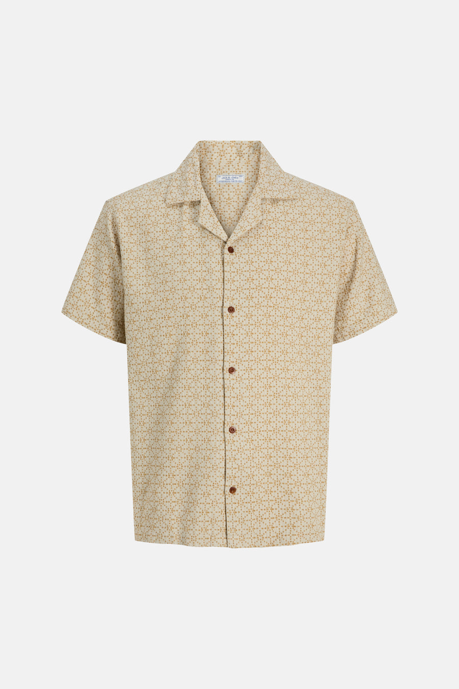 Chemise beige à manches courtes de PREMIUM by JACK & JONES, avec un motif géométrique.