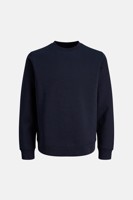 Pull bleu de PREMIUM by JACK & JONES, couleur unie et col rond.