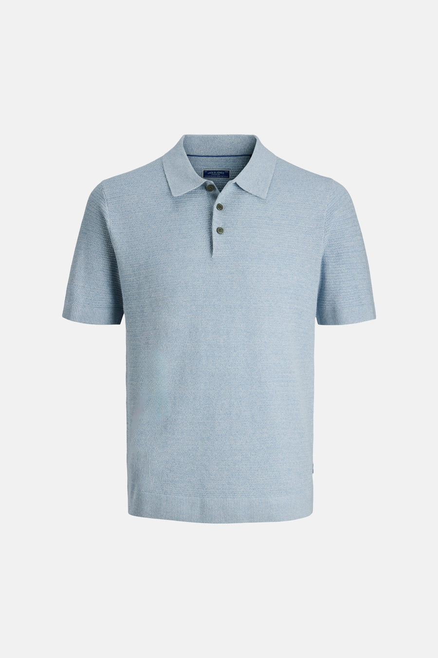 Polo bleu à manches courtes de PREMIUM BLUE by JACK & JONES, avec une texture subtilement tissée.