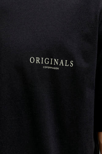 T-shirt noir de ORIGINALS BY JACK & JONES avec inscription 'ORIGINALS COPENHAGEN' sur la poitrine.