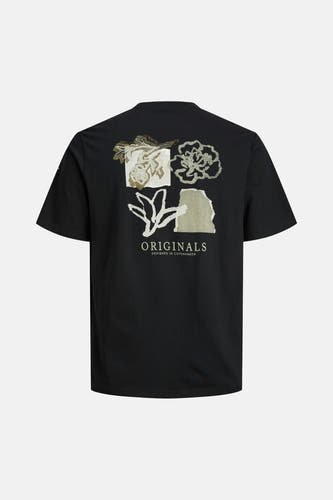 T-shirt noir à manches courtes de ORIGINALS BY JACK & JONES, avec imprimé graphique au dos.