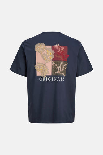 T-shirt bleu de ORIGINALS BY JACK & JONES avec imprimé floral carré au dos.