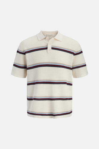 Multikleurige polo met korte mouwen van ORIGINALS BY JACK & JONES, met gestreept patroon en knoopsluiting.