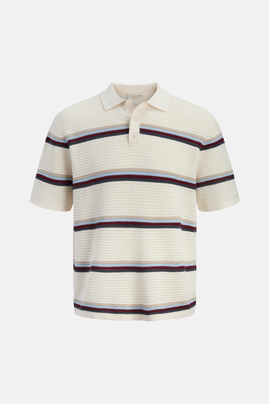 Multikleurige polo met korte mouwen van ORIGINALS BY JACK & JONES, met gestreept patroon en knoopsluiting.