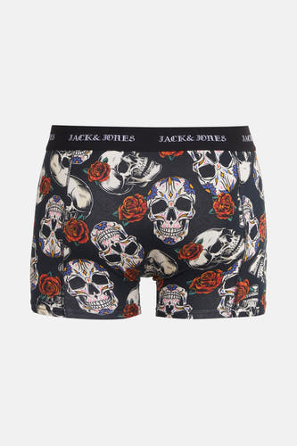 Boxershort multicolore d'ACCESSORIES BY JACK & JONES avec des motifs de crânes et de roses.