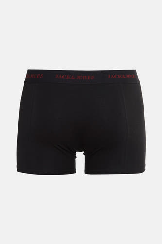 Zwarte boxershort van ACCESSORIES BY JACK & JONES met een elastische tailleband met logo in rood.