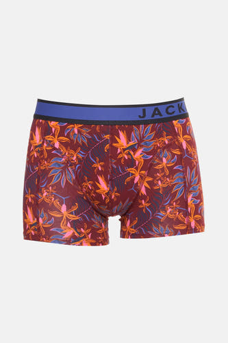 Shorts de bain de Bordeaux par ACCESSORIES BY JACK & JONES avec une impression de feuille colorée.