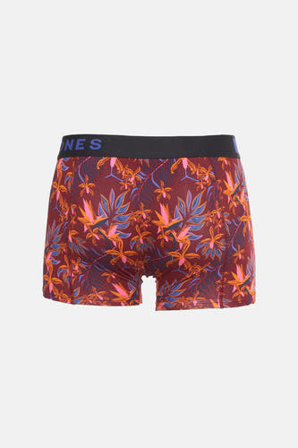 Bordeaux boxershort van ACCESSORIES BY JACK & JONES met een kleurrijke bladprint.