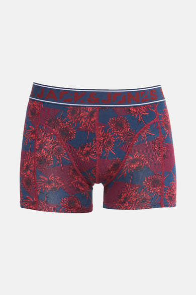 Boxer multicolore d'ACCESSORIES BY JACK & JONES, avec un motif floral rouge et une ceinture rayée.