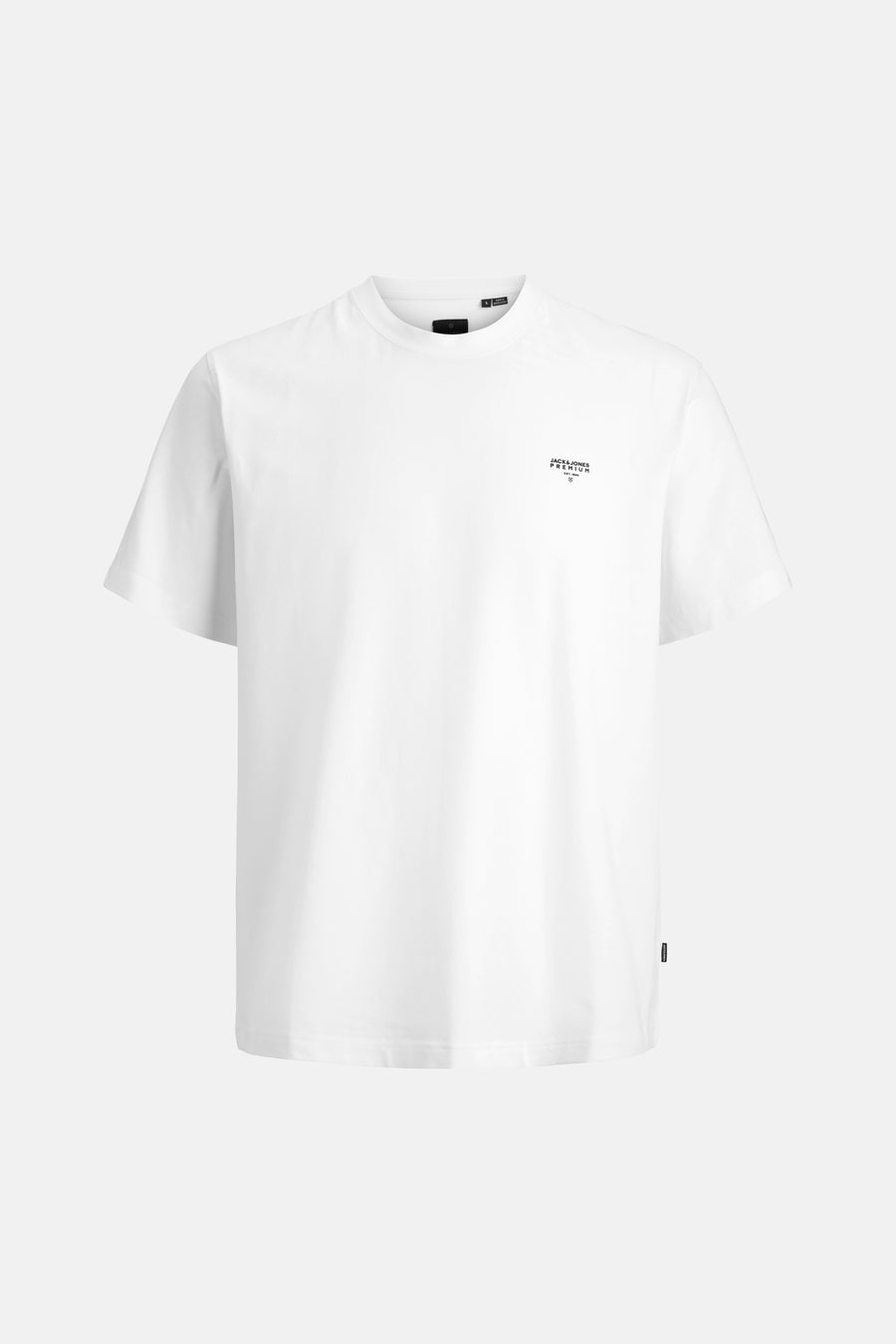 T-shirt blanc à manches courtes de PREMIUM by JACK & JONES, avec petit logo sur la poitrine.