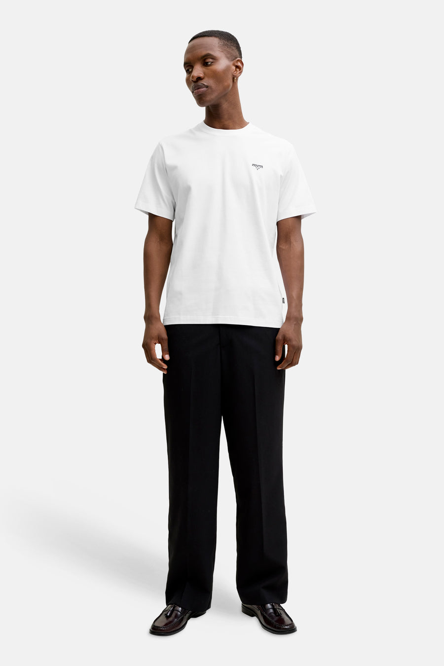 Wit T-shirt met korte mouwen van PREMIUM by JACK & JONES, met kleine tekstprint op de borst en een effen ontwerp.