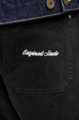 Pantalon noir de JACK & JONES JEANS INTELLIGENCE, avec une poche arrière brodée "Originals Studio".