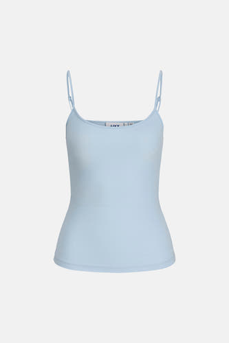 Haut bleu à fines bretelles de JJXX, couleur unie et fines bretelles.