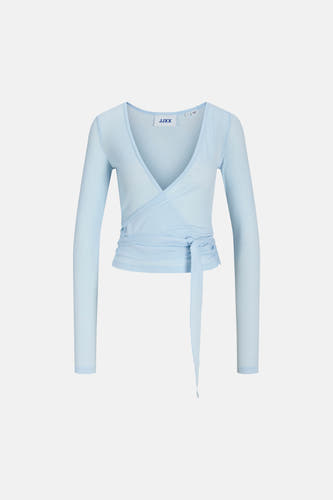 Gilet bleu à manches longues et ceinture à nouer de JJXX.