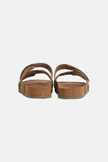 Groene slippers van ACCESSORIES BY JACK & JONES, van kurk met verstelbare bandjes.