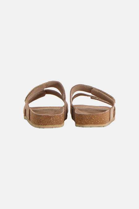 Beige slippers van ACCESSORIES BY JACK & JONES, met dubbele band en een kurkzool.