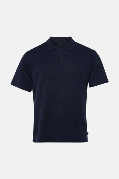 Polo bleue de PREMIUM by JACK & JONES avec un motif en zigzag.