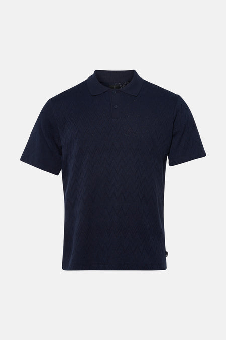Polo bleue de PREMIUM by JACK & JONES avec un motif en zigzag.