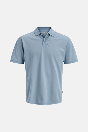 Polo bleu de PREMIUM BLUE by JACK & JONES, avec un col classique et des manches courtes.