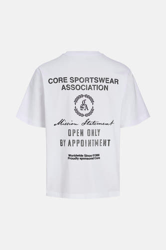 T-shirt blanc CORE BY JACK & JONES, avec un imprimé graphique au dos.