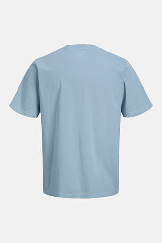 T-shirt bleu à manches courtes de PREMIUM BLUE by JACK & JONES, tissu uni avec un col rond au dos.