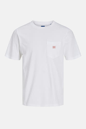T-shirt blanc à manches courtes de PREMIUM BLUE by JACK & JONES, avec poche poitrine et petit logo.
